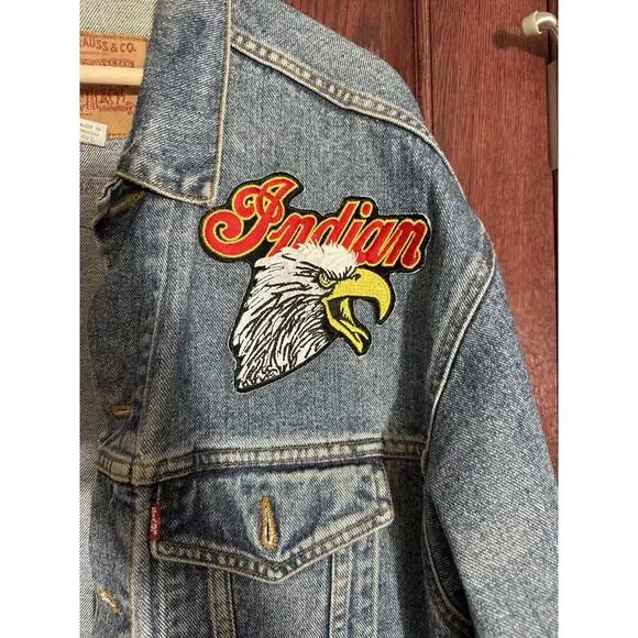 Levi’s 70507 Denim Trucker Jacket Indian Biker Patch Y2K Size M